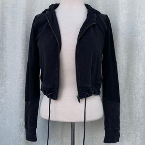 Gymshark Black Cropped Textured Reversible Zip Up Hoodie